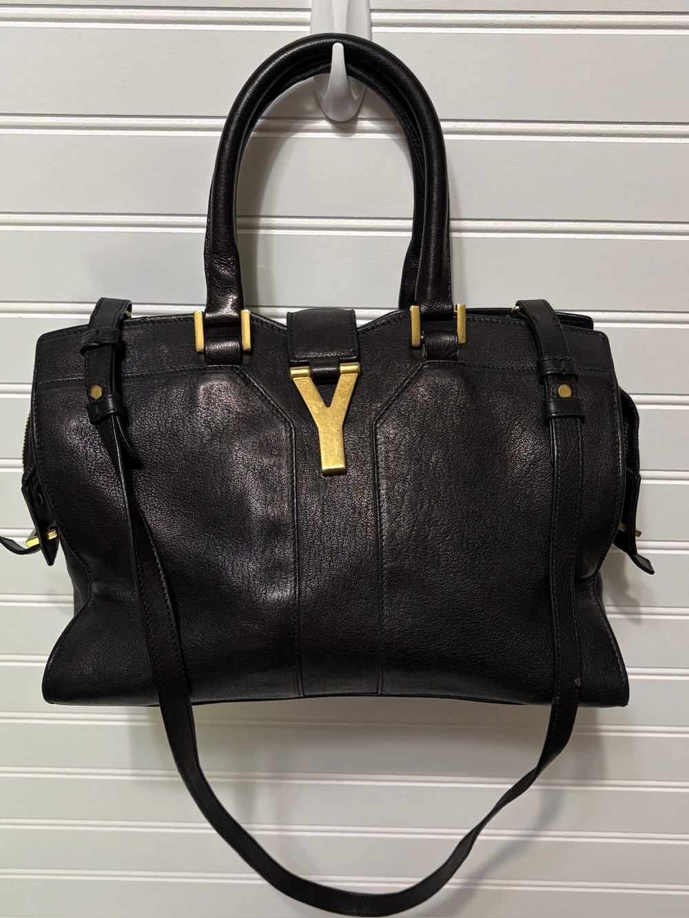 YVES SAINT LAURENT YSL Cabas Chyc Calfskin Leather Satchel Shoulder Tote Bag